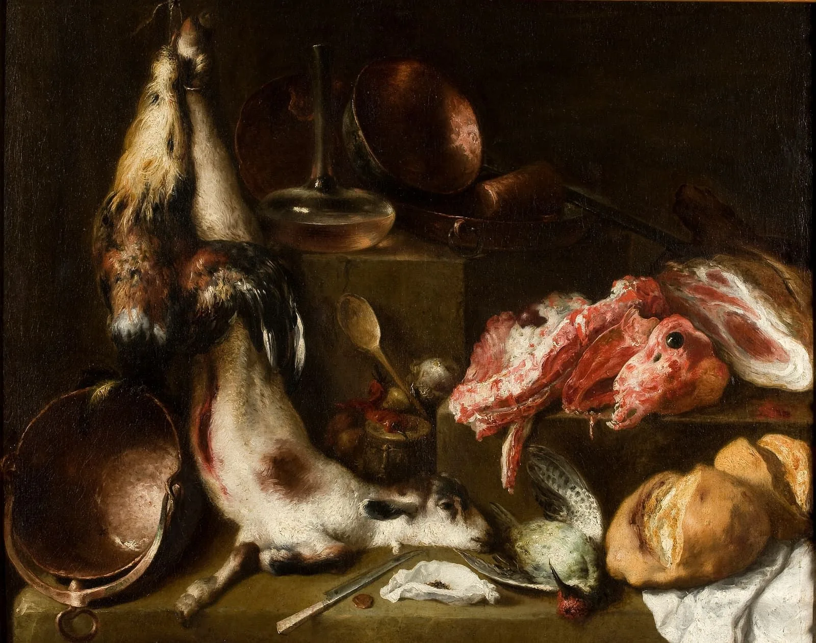 Bodegón de Cocina (hacia 1664), de Mateo Cerezo (1637-1666). Los alimentos fueron un motivo artístico durante el Barroco con las pinturas de bodegones. Fuente