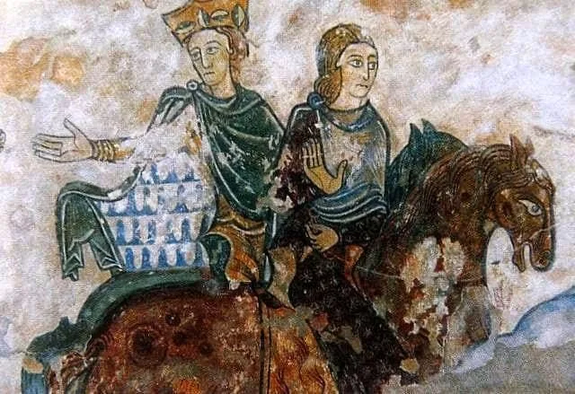 Una pintura del castillo de Chinon que representa a Leonor de Aquitania. Fuente