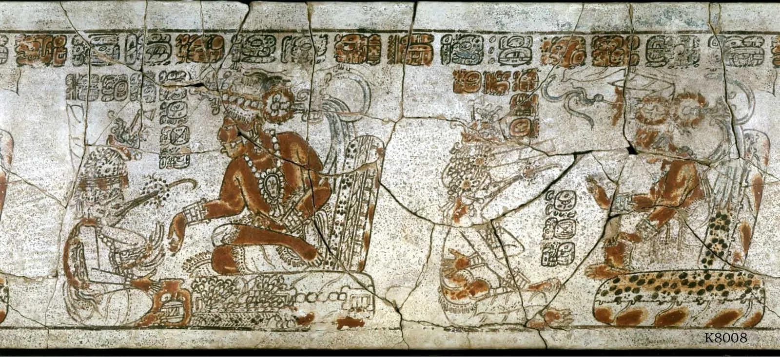 Figura 1. Vaso policromado de Tikal, tumba 196. Archivo Kerr (K8008).