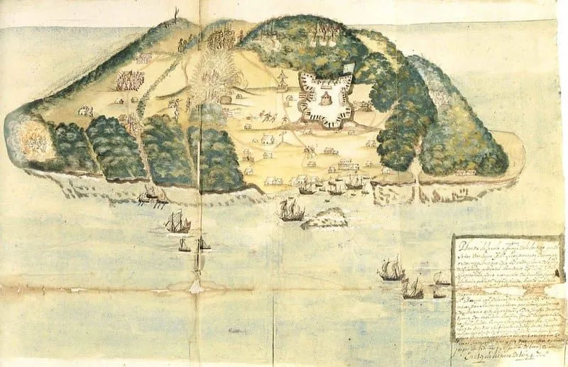 Figura 1. La isla de la Tortuga, mapa del siglo XVII. Fuente.