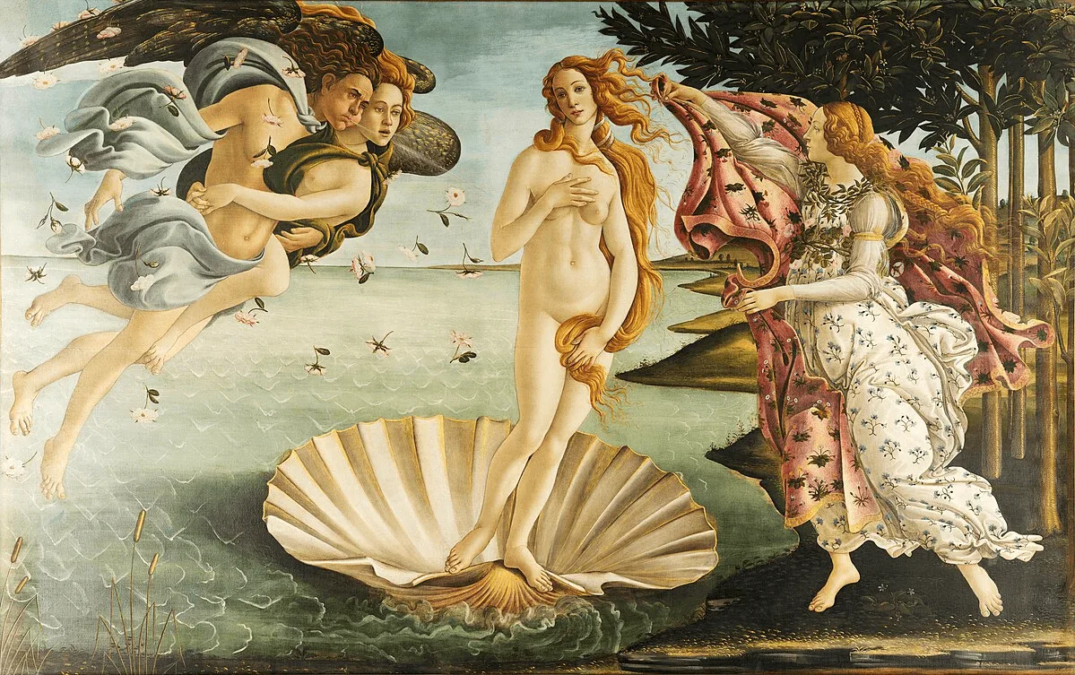 Figura 1. Nacimiento de Venus, 1485-1486, Botticelli, óleo sobre tabla. Galería Uffizi. Fuente.