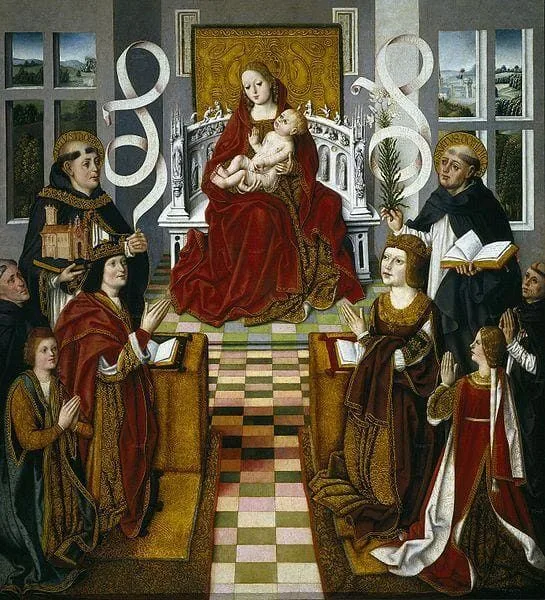 Figura 2. Virgen de los Reyes Católicos. Sus hijos Juan e Isabel aparecen junto a ellos. Fuente.