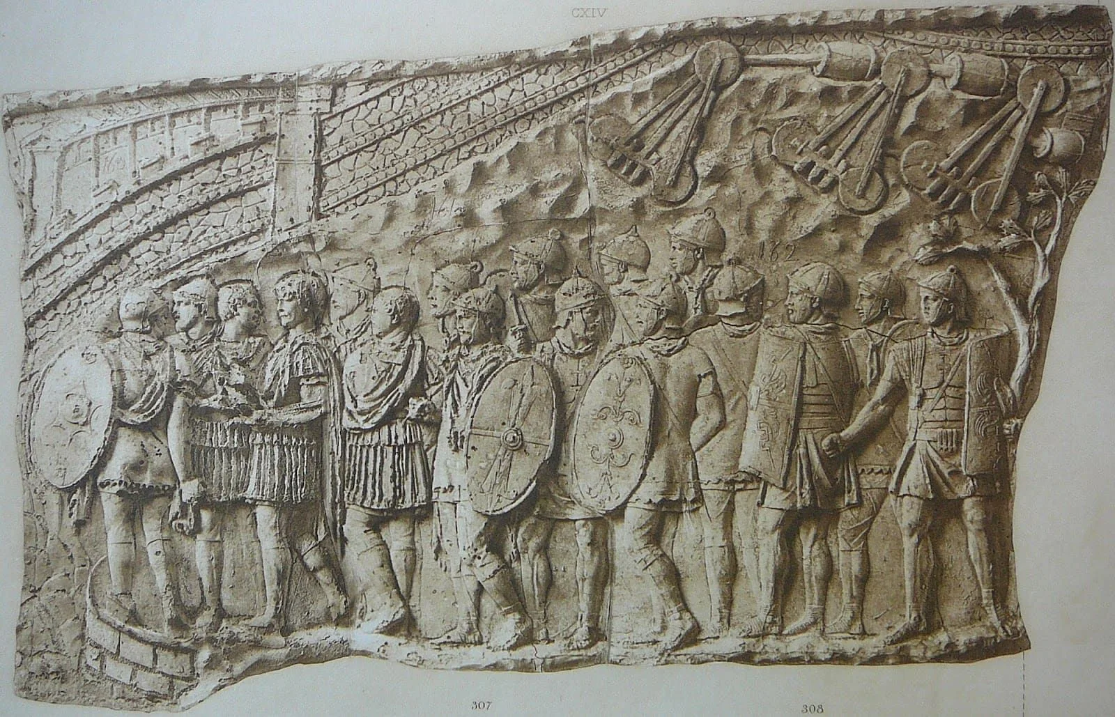 Figura 1. Trajano contempla la fortaleza sitiada de Apolodoro de Damasco. Fuente