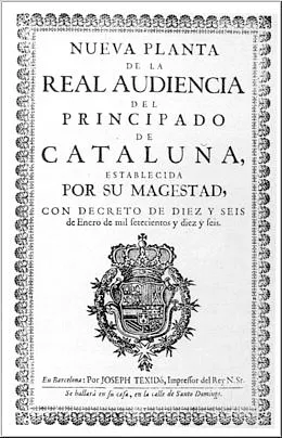 Figura 1. Decretos de Nueva Planta para Cataluña. Fuente.