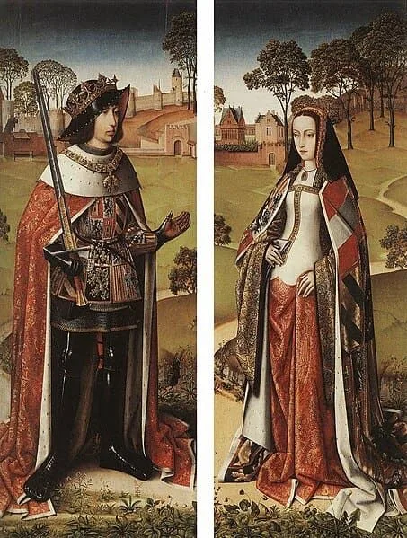 Figura 1. Retratos de Felipe y Juana en el Tríptico del Juicio Final de Zierikzee (Maestro de Affligem, 1505). Fuente.