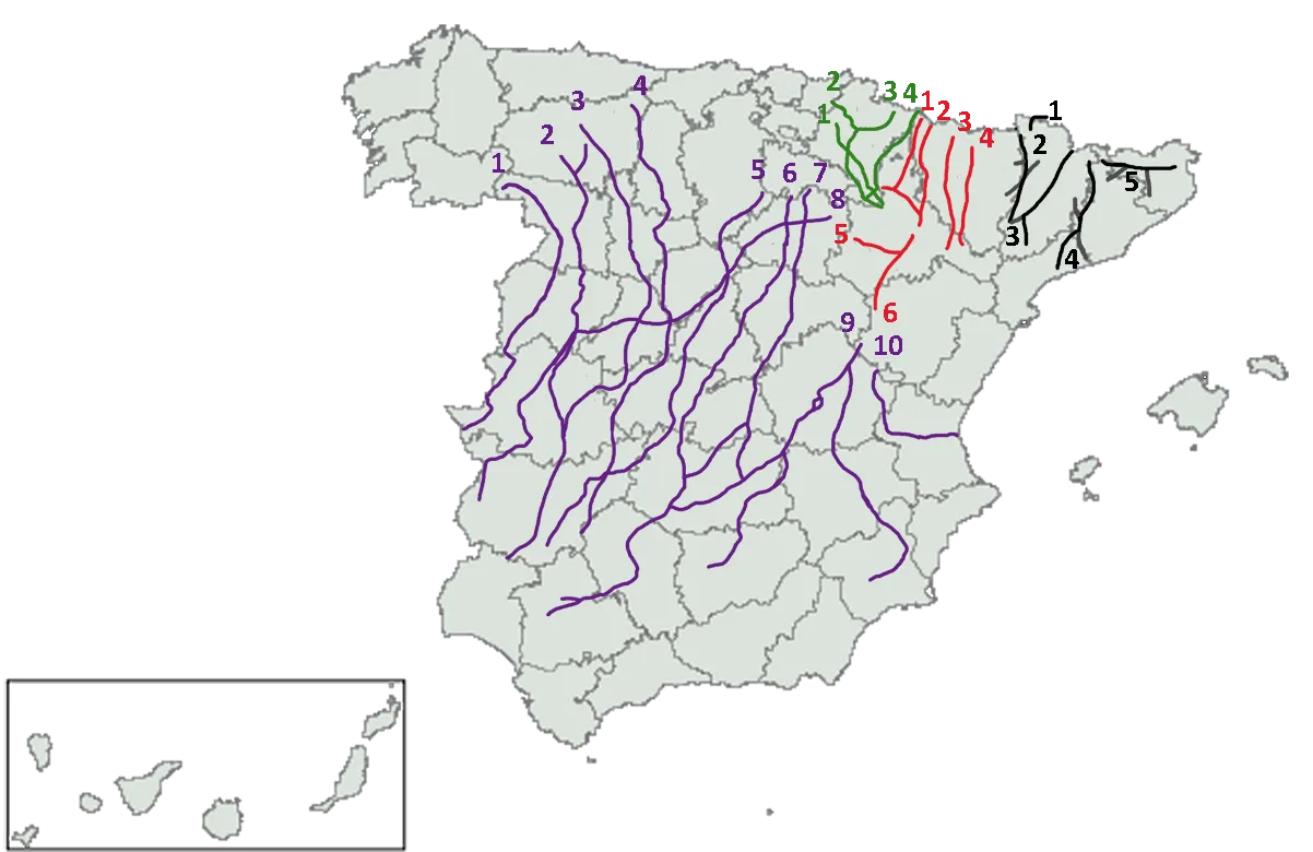Figura 1. Mapa de las grandes cañadas de la Mesta. Fuente.