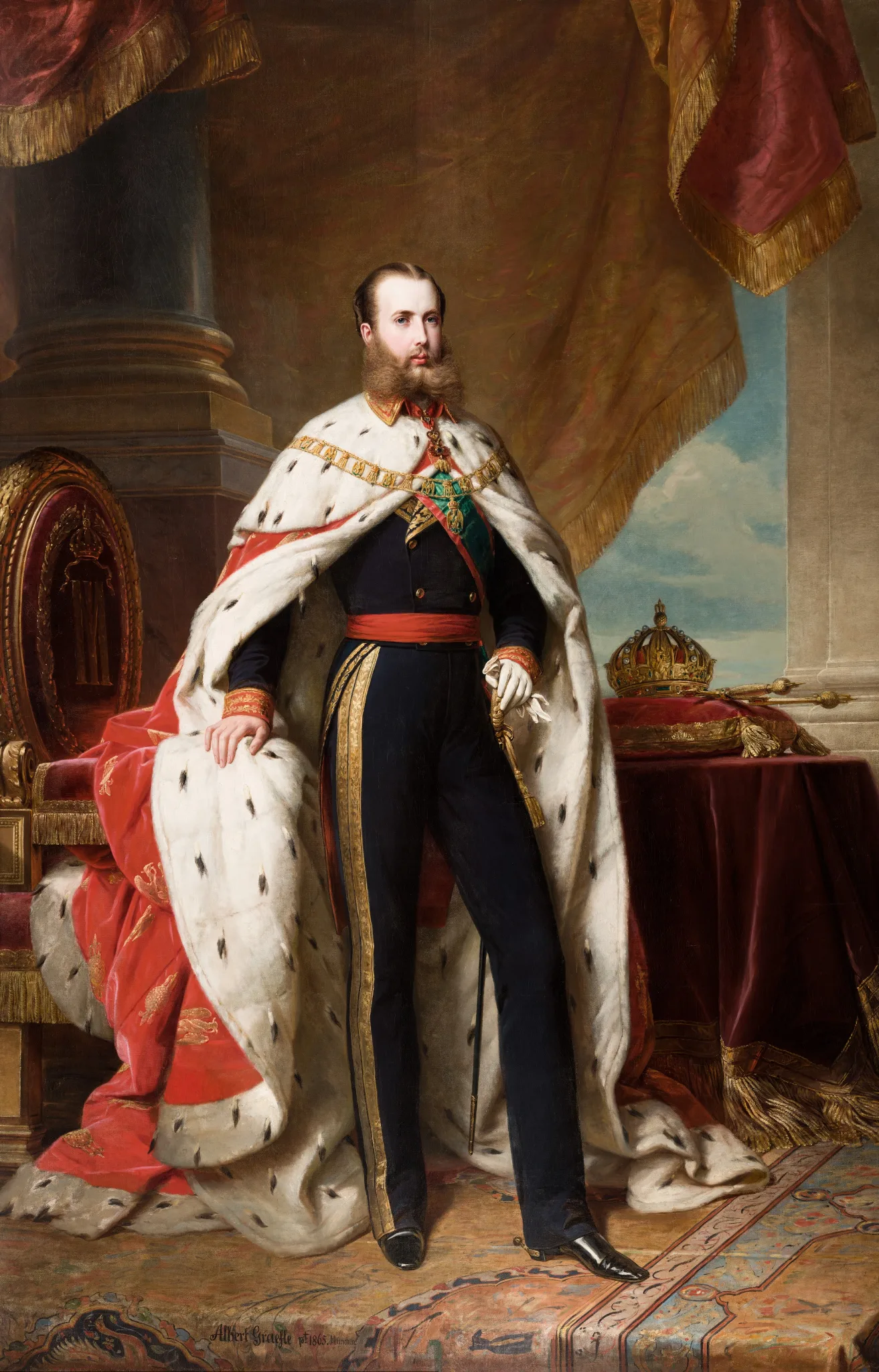 Figura 1. Retrato de Maximiliano I como Emperador de México, Realizado por el pintor alemán Albert Gräfel en 1864. Museo Nacional de Historia. Dominio Público. Fuente.